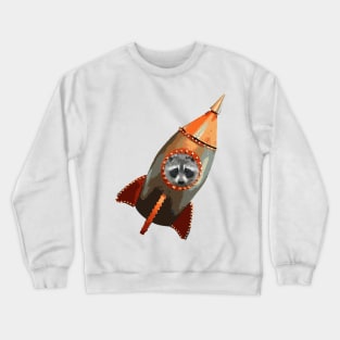 Racoon in a Rocket Crewneck Sweatshirt